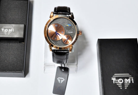 *TOMI Moon Edition Chronograph: Unisex Luxury Leather Watch with Working Chronograph*