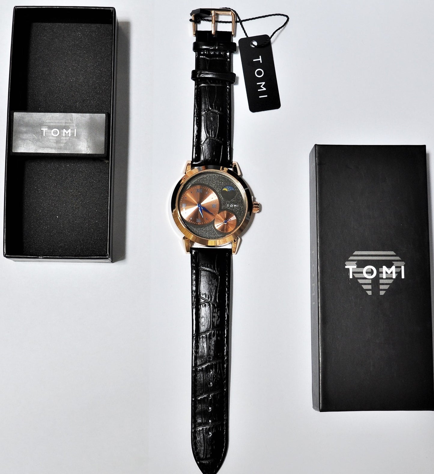 *TOMI Moon Edition Chronograph: Unisex Luxury Leather Watch with Working Chronograph*