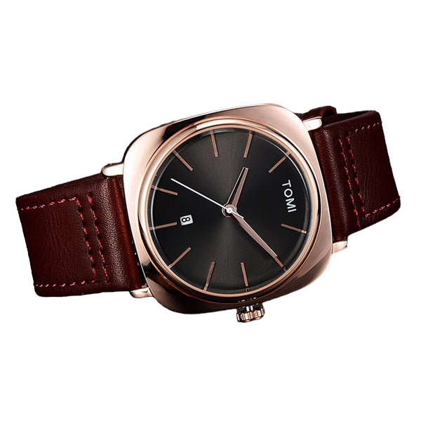 Tomi Prestige Rose Gold Label: Business Class Date & Leather Fusion