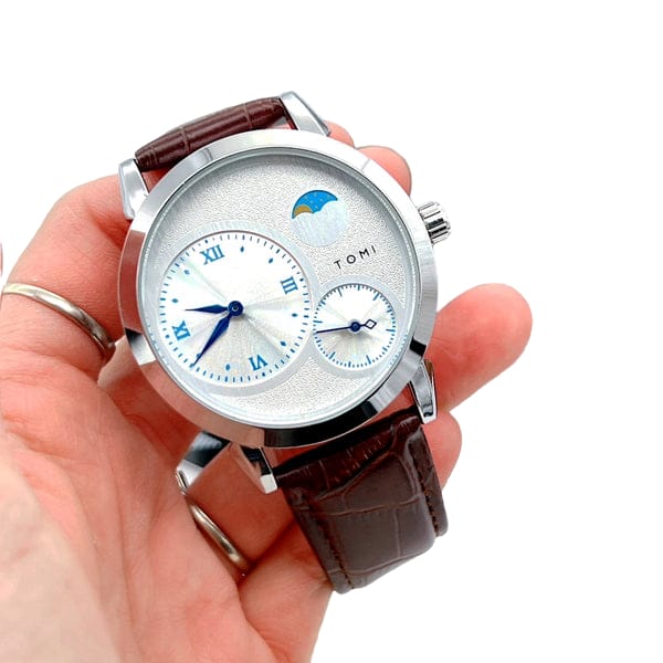 *TOMI Moon Edition Chronograph: Unisex Luxury Leather Watch with Working Chronograph*